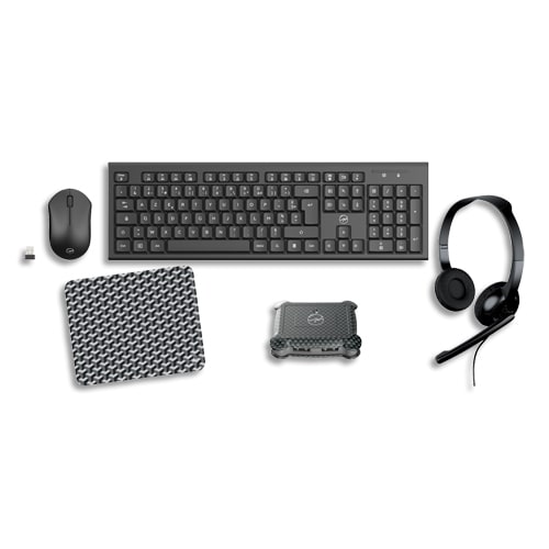 MOBILITY LAB Kit 5en1 composé de Souris sans fil-Clavier ss fil-Hub USB-Casque Jack 3,5mm-Tapis de Souris photo du produit Principale L