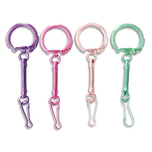 GRAINE CREATIVE 10 porte-clés mousquetons couleurs assorties métal, Violet, Rose, Saumon, Vert clair photo du produit Principale L