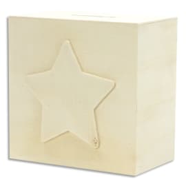 GRAINE CREATIVE Tirelire étoile en bois 10 x 10 x 6cm, à décorer : peinture, collage, mosaique, gluepatch photo du produit
