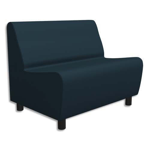 Chauffeuse modulaire 2 places Izar Bleu nuit Ginko en PVC et coton, structure métallique photo du produit Principale L