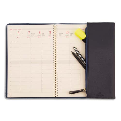 OBERTHUR Agenda Cannes, 1 semaine sur 2 pages, ft 9,5 x 17,5 cm, couverture amovible 3 volets assortis photo du produit Principale L