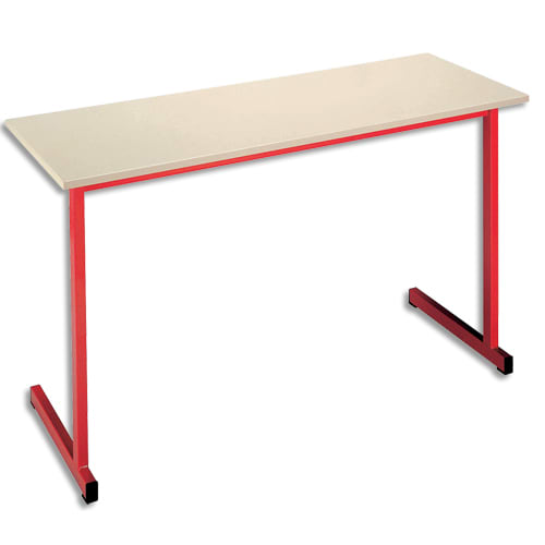 SODEMATUB Table scolaire BIPLACE, hêtre, plateau 130 x 50, hauteur 76 cm, taille 6, rouge photo du produit Principale L
