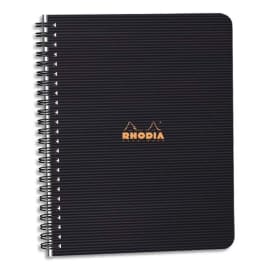 RHODIA Cahier spirale couverture Noire PP 16x21cm 160 pages lignée 6mm perforées 4 trous photo du produit