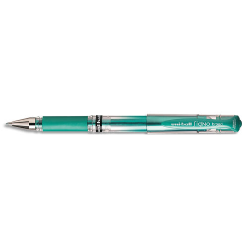 UNI-BALL Stylo encre gel Signo Broad avec grip et capuchon. Pointe large 1mm. Couleur vert métal photo du produit Principale L