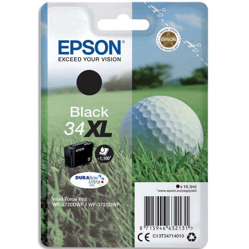 EPSON Cartouche Jet d'Encre DURABrite Ultra Black XL ''Balle de Golf'' 34 (T3471) - C13T34714010 photo du produit Principale L