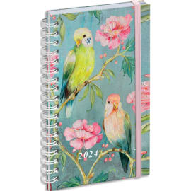 EXACOMPTA Agenda poche SOPHIE ADDE Lady 18W, spiralé,Janvier à Décembre 2024 17x9cm Oiseaux photo du produit