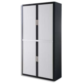 PAPERFLOW EasyOffice armoire démontable corps en PS teinté Noir Blanc - Dimensions L110xH204xP41,5 cm photo du produit