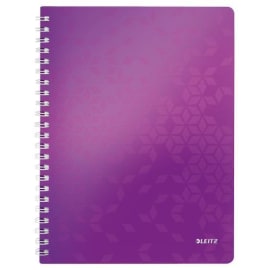 LEITZ Cahier spiralé WOW 21x29,7cm, 160 pages lignées. Couverture souple polypropylène.Coloris Violet photo du produit