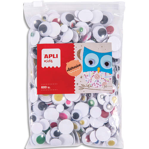 APLI KIDS Sachets de 600 yeux mobiles ronds adhésifs, couleurs assorties photo du produit Principale L