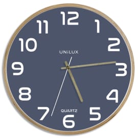 UNILUX Horloge murale Baltic, cadre en bois. Fonctionne avec 1 pile AA fournie. Diamètre 31,5 cm. Bleu photo du produit