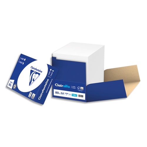 CLAIREFONTAINE Box de 2500 feuilles papier Blanc CLAIRALFA 80 grammes format A4 1981 photo du produit Principale L