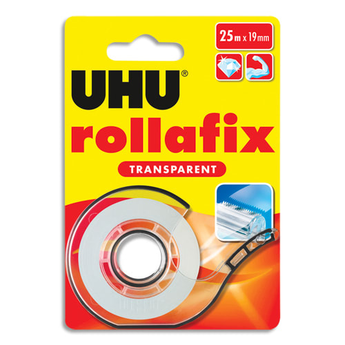 UHU Ruban adhésif sur dévidoir Rollafix transparent 25m x 19mm + recharge photo du produit Principale L