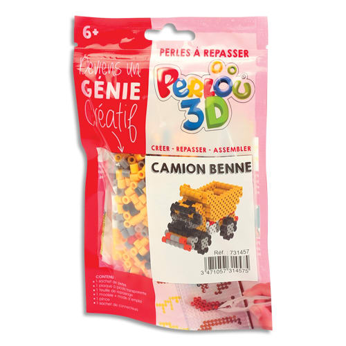 PERLOU Kit perles à repasser forme en 3D, thème camion benne photo du produit Principale L