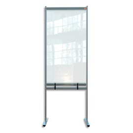 NOBO Cloison de séparation bas ajourée film PVC transparent Premium Plus, sur pied mobile, L78xH206xP61cm photo du produit