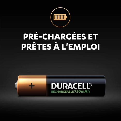 DURACELL Piles Rechargeables AAA 750 Mah, lot de 4 piles photo du produit Secondaire 1 L