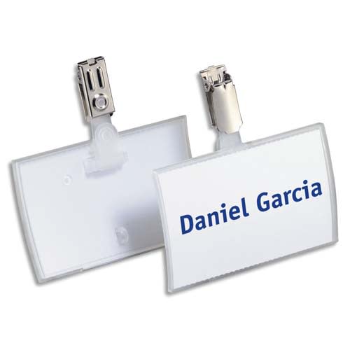 DURABLE Boîte 25 Porte-badges Click Fold en polypropylène avec clip en métal - L90 x H54 mm - Transparent photo du produit Principale L