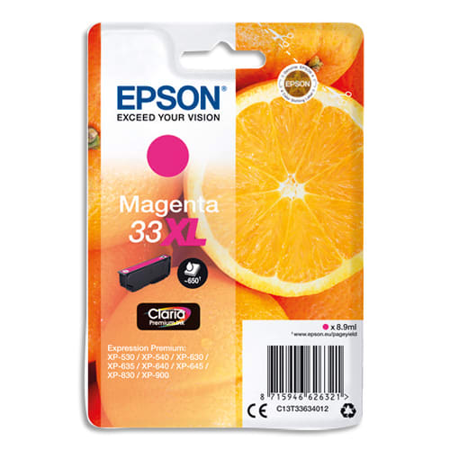 EPSON Cartouche Jet d'Encre Claria Premium Magenta (XL) ''Oranges'' 33 (T3363) - C13T33634012 photo du produit Principale L