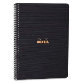 RHODIA Cahier spirale couverture Noire PP 22,5x29,7cm 160 pages lignée 6mm perforées 4 trous photo du produit