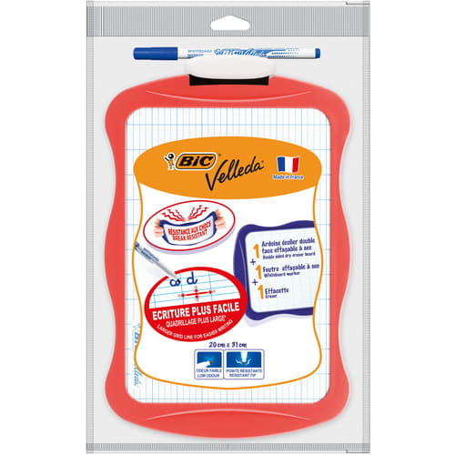 BIC Velleda Ardoise Ecolier Double Face Effaçable + Feutre Effaçable et Effacette - Coloris Aléatoires x1 photo du produit Secondaire 2 L