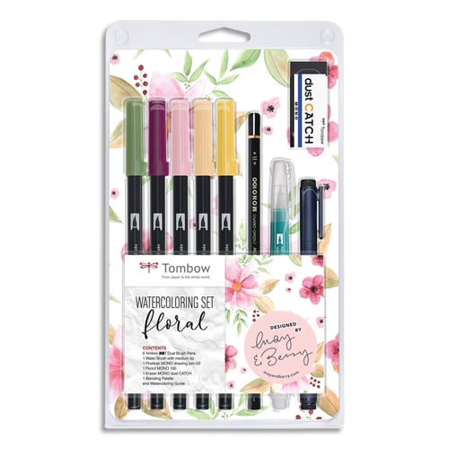 TOMBOW Set d'aquarelle florale. Comprenant un guide ainsi que 5 ABT dual brush + accessoires photo du produit Principale L