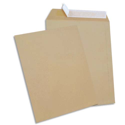 Boîte de 500 pochettes kraft brun 90g C5 162x229 mm auto-adhésives photo du produit Principale L