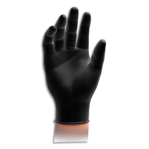 Boîte de 50 gants nitrile non poudrés GoGrip avec picot 6,5gr. Coloris noir. Taille XXL photo du produit Principale L