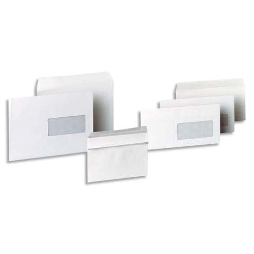 PERGAMY Boîte de 500 enveloppes Blanches 80g C5 162x229 mm fenêtre 45x100 mm autocollantes photo du produit Principale L