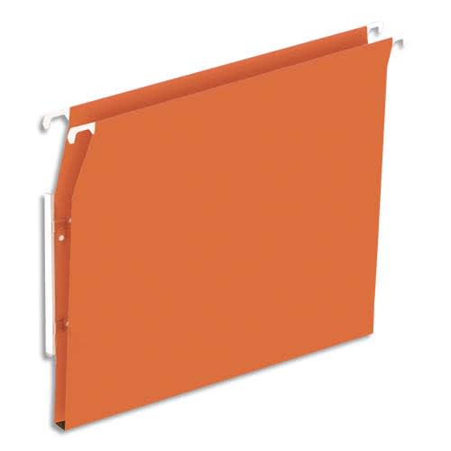 Boîte de 25 dossiers suspendus ARMOIRE en kraft 230g. Fond 15mm, volet agrafage. Orange. photo du produit Principale L