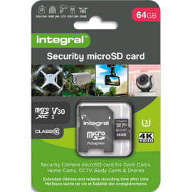 INTEGRAL Carte micro SD Security 64Go 4K V30 UHS-1 U3 A1 CLASS 10 photo du produit