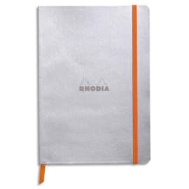 RHODIA Carnet Rhodiarama 14,8x21 160 pages lignées. Couverture simili-cuir Gris Argent photo du produit