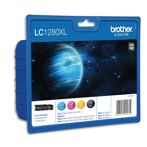 BROTHER Value pack Jet d'encre 4 couleurs (1 Cyan+1 Magenta+1 Jaune+1 Noir) LC1280XLVALBP photo du produit Principale L