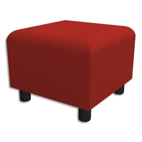 Pouf carré Izar Rouge pur Trevira en tissu polyester, structure métallique photo du produit Principale L