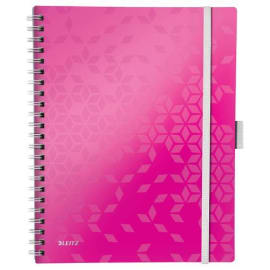 LEITZ Cahier spiralé WOW BEMOBILE 21x29,7cm, 160 pages lignées. Couverture souple polypro. Coloris Rose photo du produit