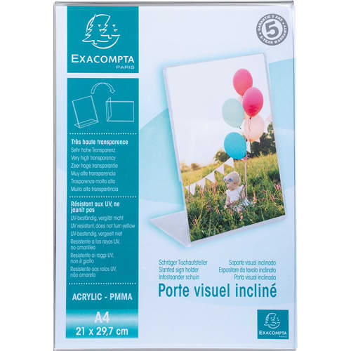 EXACOMPTA Porte-visuel incliné vertical format A4 - Cristal 84058D photo du produit Principale L