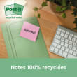 POST-IT® Notes Post-it Recyclées Nature. 38 x 51 mm. 16 blocs, 100 F. Ass : vert, rose, bleu, jaune. photo du produit Secondaire 2 S