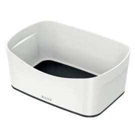 LEITZ Bac de rangement MYBOX medium sans couvercle en ABS. Coloris Blanc fond Noir photo du produit