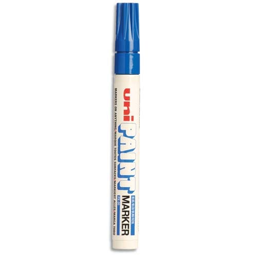 UNI-BALL Marqueur peinture huile indélébile pointe moyenne ogive corps métal coloris Bleu foncé UNI PAINT photo du produit Principale L