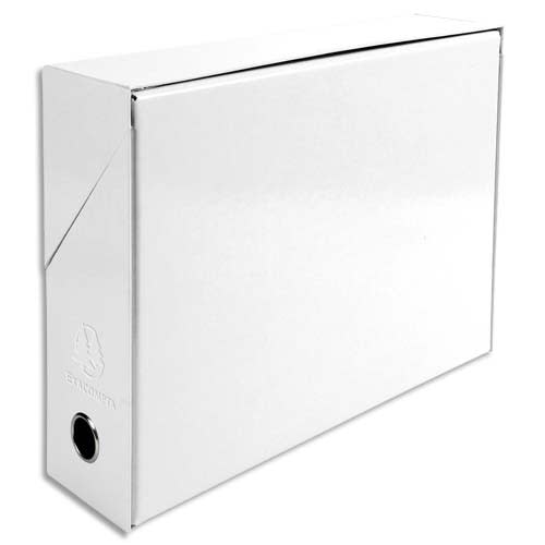 EXACOMPTA Boîte de transfert Iderama, carte lustrée pelliculée, dos 9 cm, 34x25,5 cm, coloris Blanc photo du produit