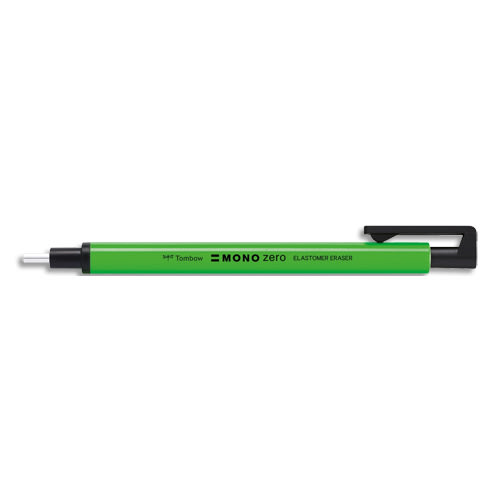 TOMBOW Stylo gomme MONO ZERO ronde 2,3mm diamètre, rétractable et rechargeable. Coloris Vert Fluo photo du produit Principale L