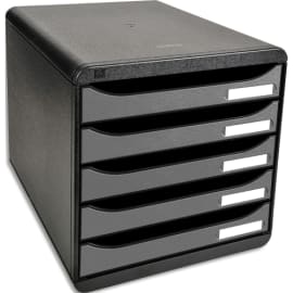 EXACOMPTA Module de classement Big Box + 5 tiroirs Metallic Dim (lxhxp) : 27,8x27,1x34,7 cm. Noir/Argent photo du produit