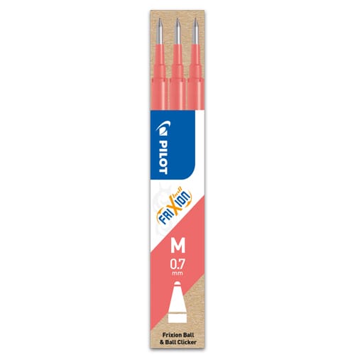 PILOT Set de 3 recharges pour roller FriXion Ball 07. Pointe moyenne 0,7 mm. Encre Rose Corail photo du produit Principale L