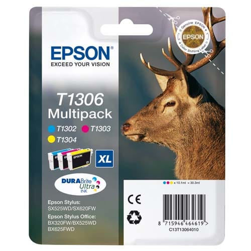 EPSON Multipack Cartouches Jet d'Encre DURABrite Ultra C/M/J (XL) ''Cerf'' (T1306) - C13T13064012 photo du produit Principale L