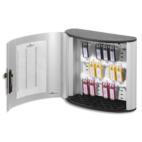 DURABLE Armoire à clés Key Box, capacité 18 clés - Dimensions :L30,2 x H28 x P11,8 cm coloris Argent photo du produit Principale L