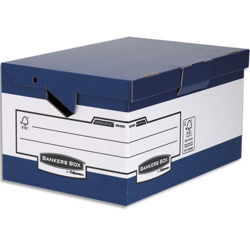 BANKERS BOX Conteneur Maxi HEAVY DUTY. Montage automatique. Carton Blanc/Bleu. photo du produit Principale L