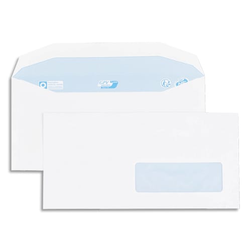 GPV Boîte de 1000 enveloppes 115x225mm Blanches fenêtre 35x100 80g photo du produit Principale L