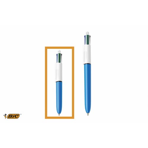 Bic 4 Colours Mini, stylo bille, 0,32 mm, 4 couleurs d'encre classique,  corps bleu