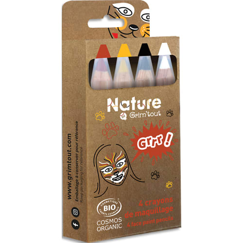 GRIM TOUT Boîte de 4 crayons de maquillage certifiés bio naturel - GRRR! Pour le maquillage animalier photo du produit Principale L