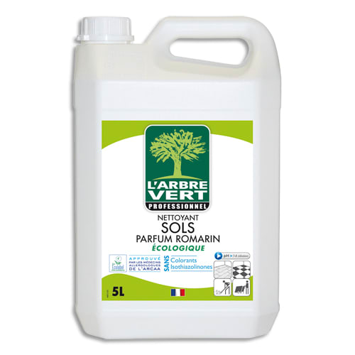 L'ARBRE VERT Bidon 5 Litres Nettoyant sols, sans colorant ni allergènes, parfumé au romarin Ecolabel photo du produit Principale L