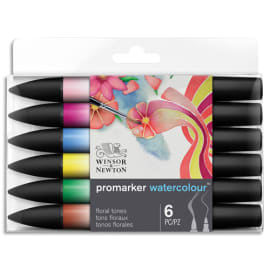 WINSOR & NEWTON Pochette de 6 ''ProMarker'' aquarellable. Tons floraux photo du produit