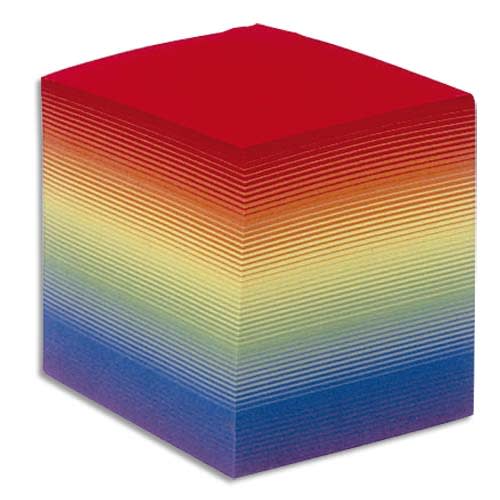 QUO VADIS Bloc cube arc en ciel 9x9x8cm 610 feuilles encollées 80g Ange Bleu photo du produit Principale L